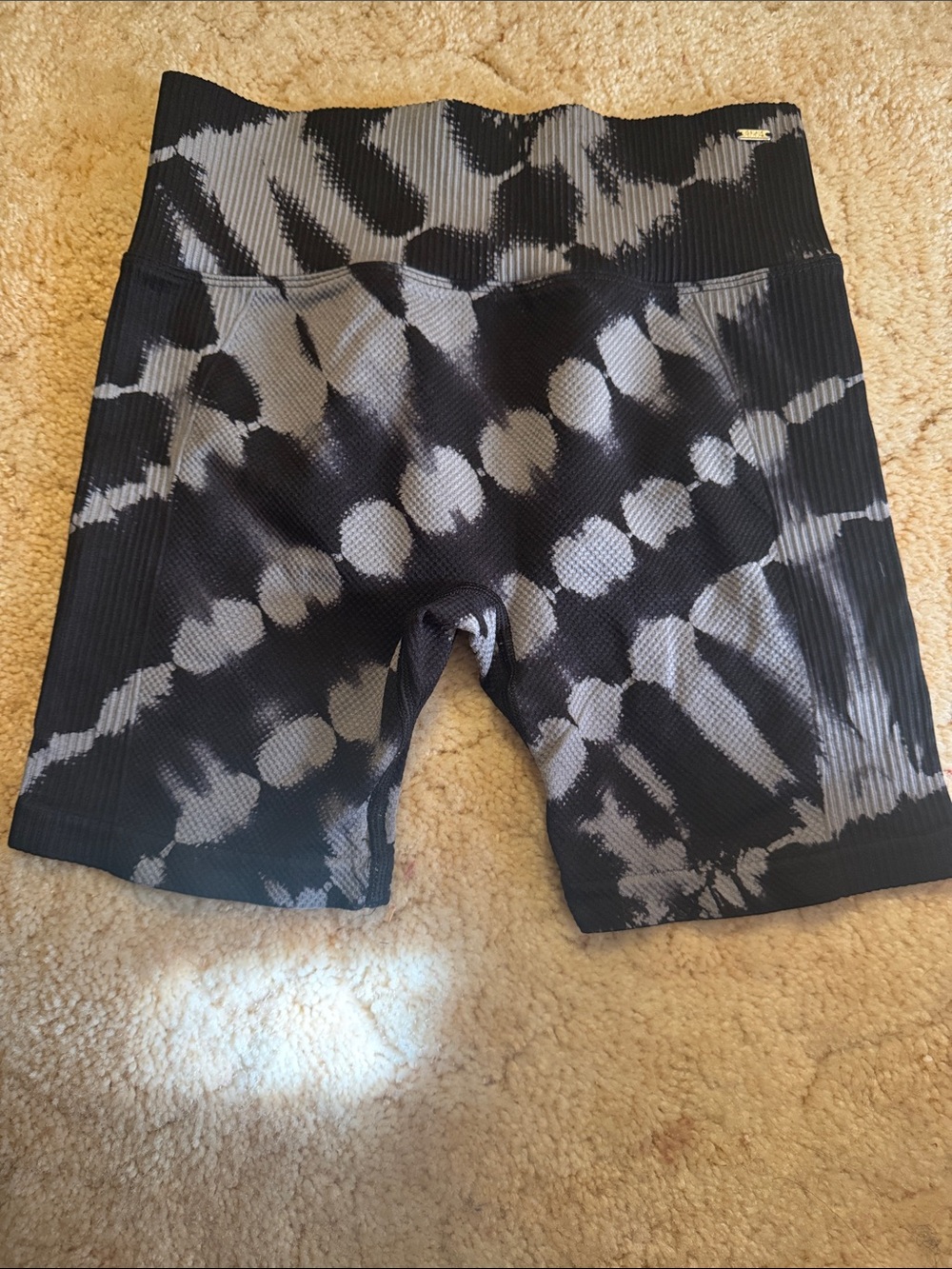 PINK Black and Gray Tie-Dye High-Waist Bike Shorts